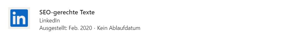 LinkedIn Learning certificate on profile
