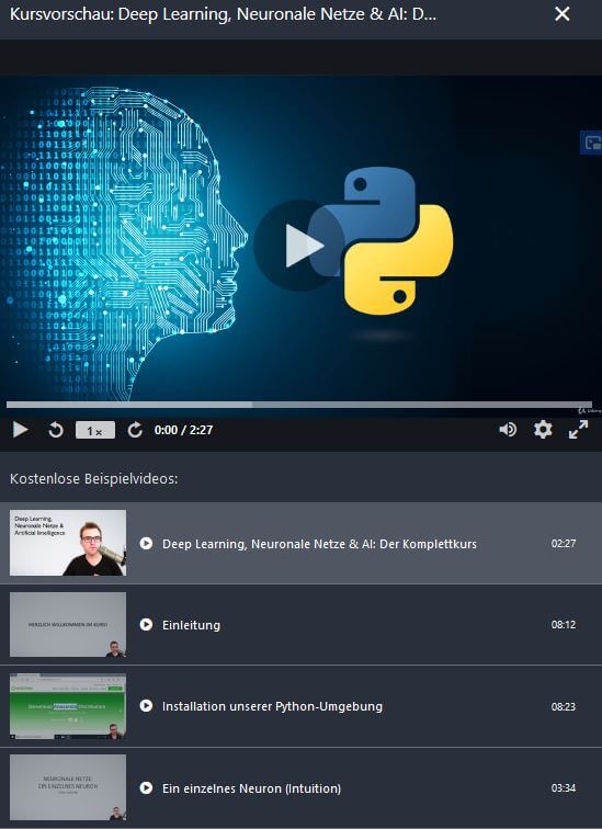 Udemy course preview screenshot Deep Learning course