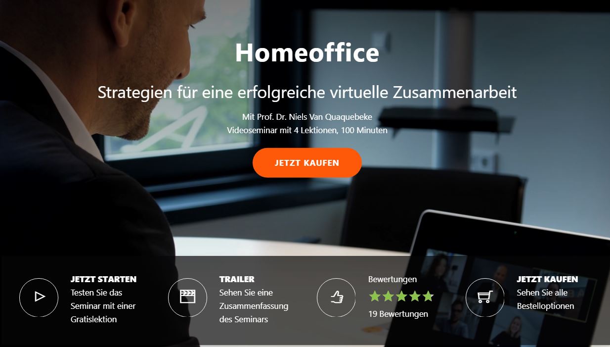 Home Office course from ZEIT Akademie with Prof. Dr. Niels Van Quaquebeke