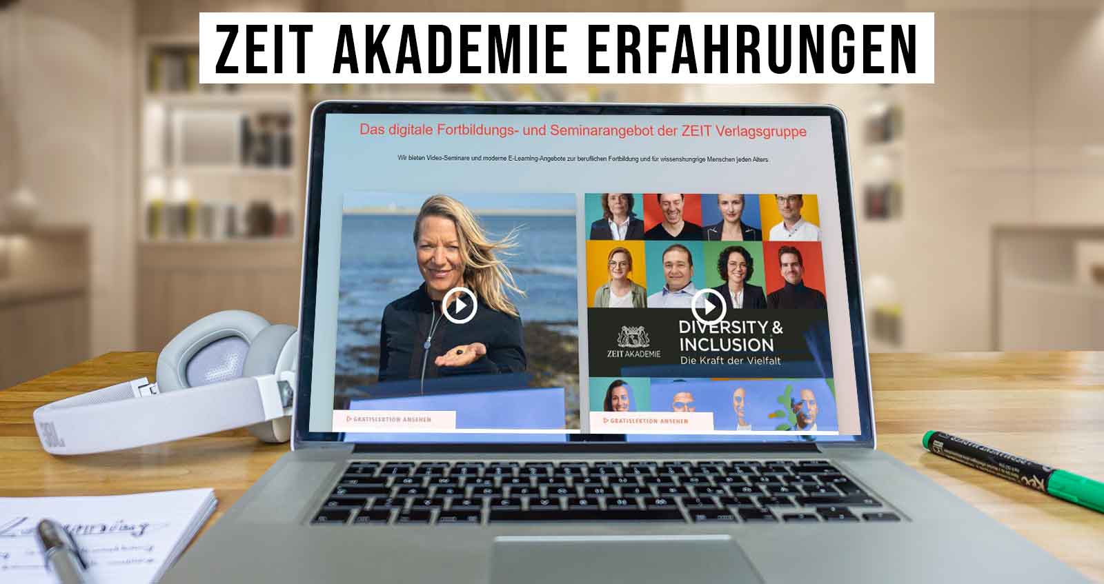 ZEIT Akademie review: laptop with an open online course