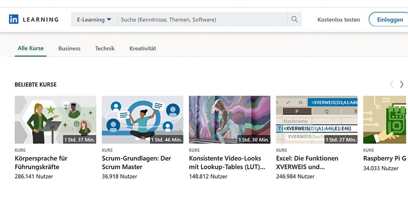 LinkedIn Learning website screenshot