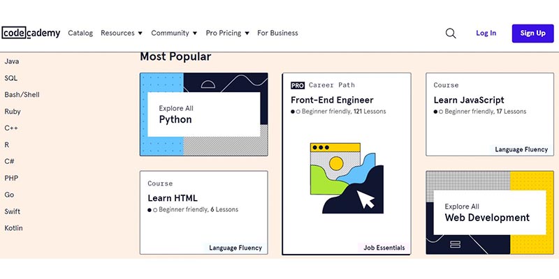 Codecademy website screenshot