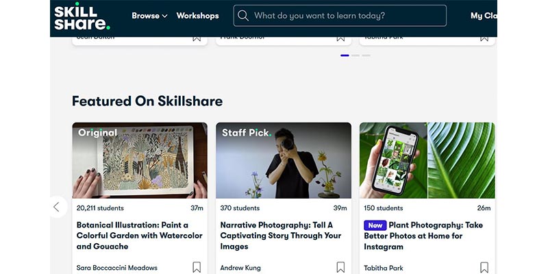 Skillshare website screenshot