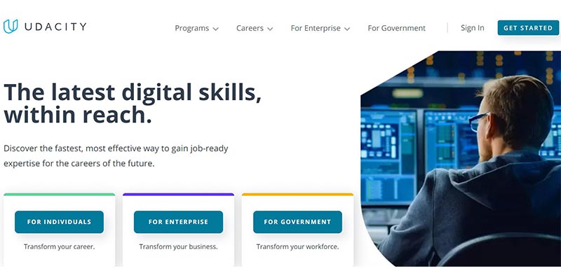 Udacity website screenshot