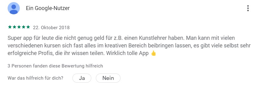 Skillshare positive experiences Google Play store screenshot