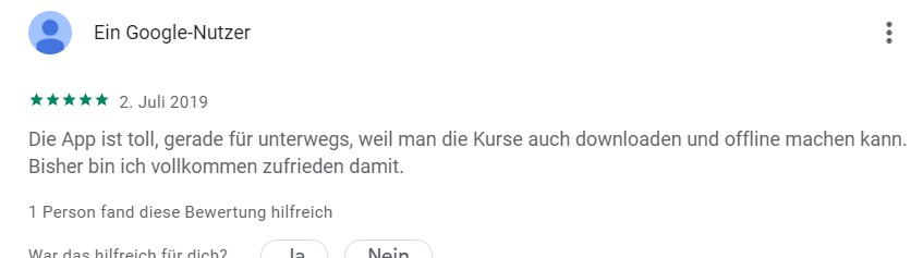 Skillshare positive review Google Play store screenshot