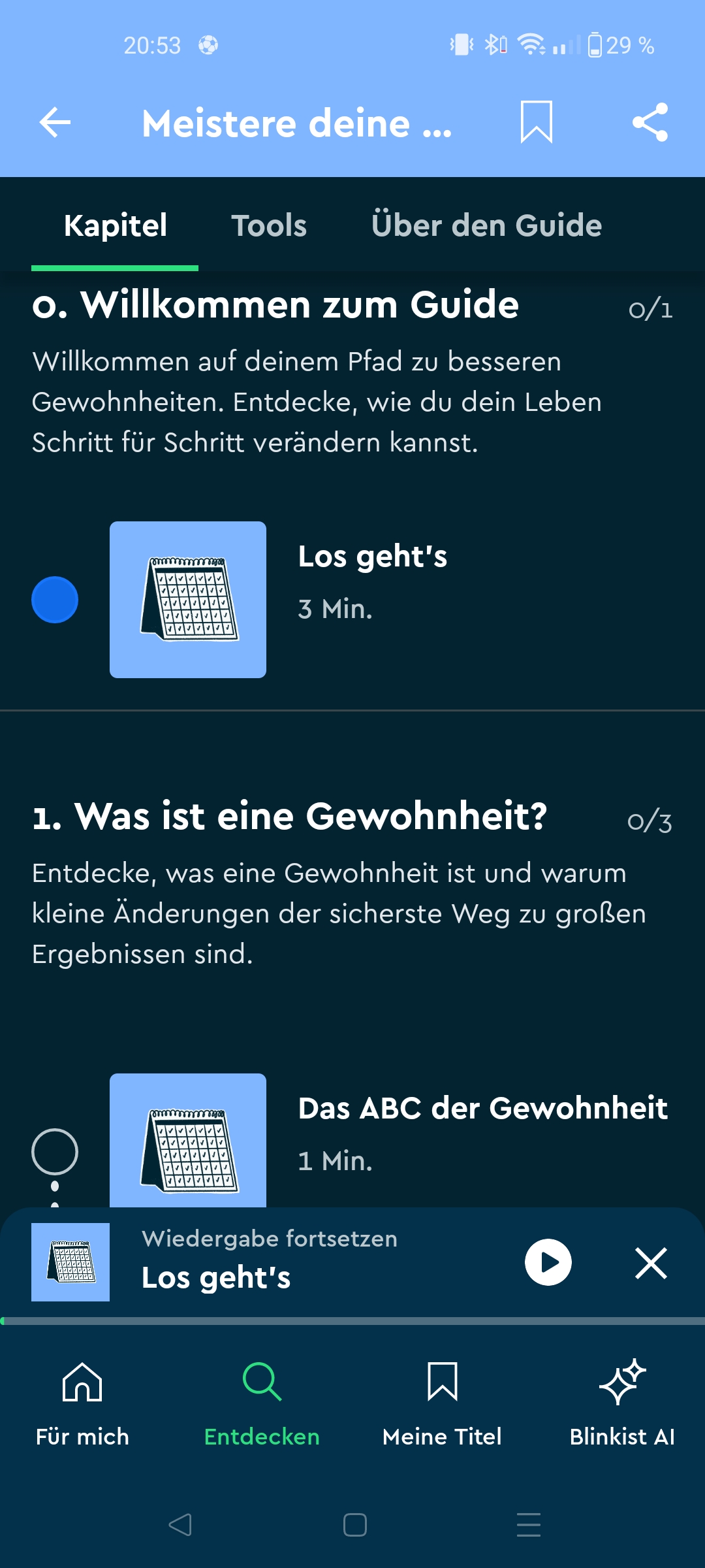 Blinkist Guides screenshot from the app