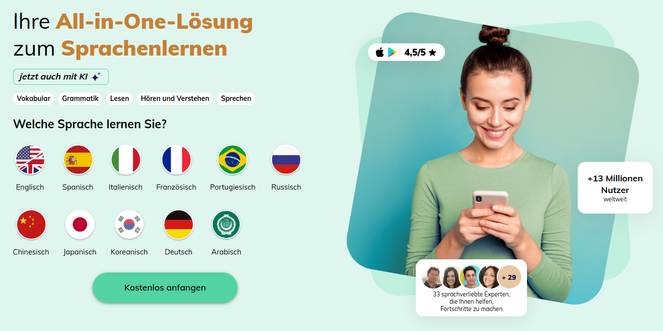 Mosalingua Screenshot Website - Review