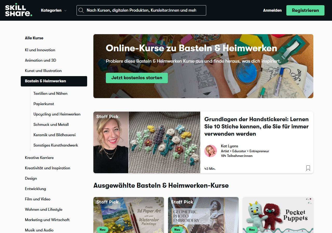 Skillshare category Crafts and DIY screenshot